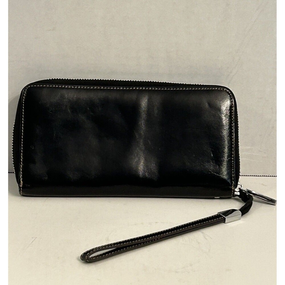 Lavemi Women's RFID  Blocking Black Leather Zip Around Wallet LargeClutch